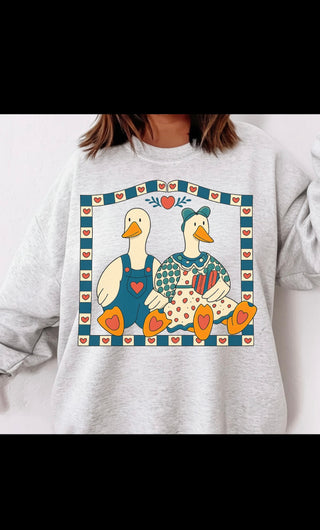 Vintage Geese Hearts Graphic Top