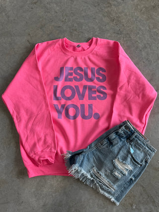 Jesus Loves You (GREEN FONT) Graphic Top
