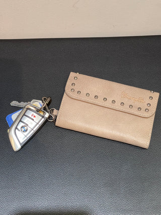 Wrangler Studded Accents Tri-Fold Key-Chain Wallet Khaki