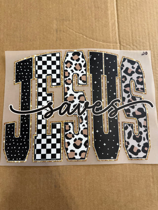 Jesus Saves Leopard DTF Print