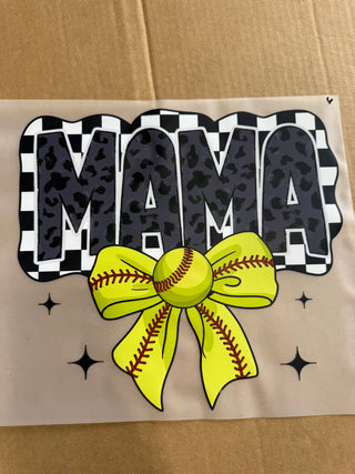 Checkered mama Sofball Bow DTF Print