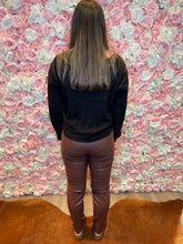 Load image into Gallery viewer, Harper Faux Leather Leggings Fit Pants Chocolate

