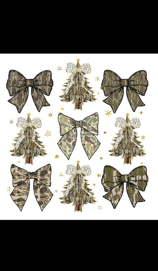 Christmas Camo Bow Graphic Top