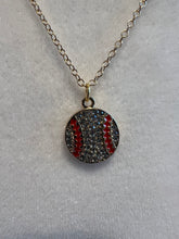 Load image into Gallery viewer, Necklace with Baseball Charm Plated Gold 18&quot;
