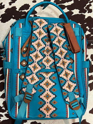 Wrangler Aztec Printed Callie Backpack - Turquoise