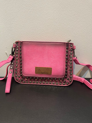 Wrangler Rivets Studded Wristlet/ Crossbody - Hot Pink