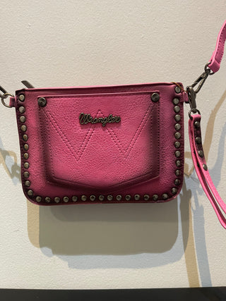 Wrangler Rivets Studded Wristlet/ Crossbody - Hot Pink