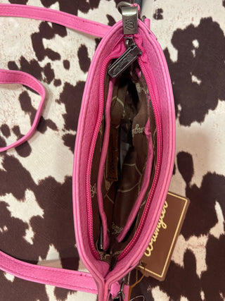 Wrangler Rivets Studded Wristlet/ Crossbody - Hot Pink