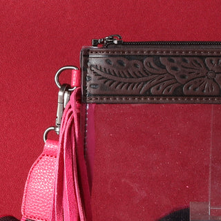 Montana West Western Fringe Clear Stadium Crossbody Bag Tooled