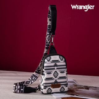 Wrangler Aztec Print Crossbody Sling Chest Bag - Black