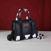 Load image into Gallery viewer, Wrangler Whipstitch Patchwork Crossbody Tote BLK Cow
