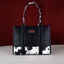 Load image into Gallery viewer, Wrangler Whipstitch Patchwork Tote Large - Black Cow
