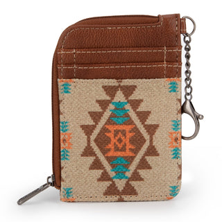 Wrangler Southwestern Art Print Mini Zip Card Case Tan