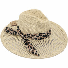 Load image into Gallery viewer, Leopard Print Band Trim Panama Hat
