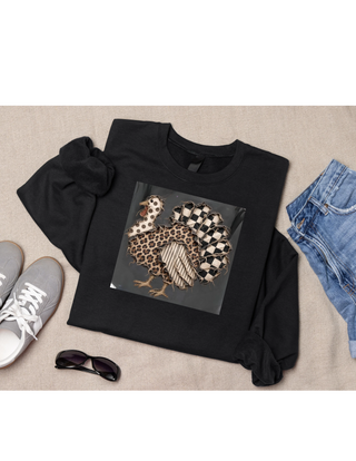 Checkered Turkey Graphic Crewneck