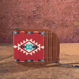 Wrangler Southwestern Art Print Mini Zip Card Case Burgandy
