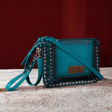Load image into Gallery viewer, Wrangler Rivets Studded Wristlet/ Crossbody - Turquoise
