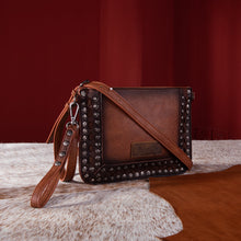 Load image into Gallery viewer, Wrangler Rivets Studded Wristlet/ Crossbody - Brown
