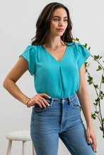 Load image into Gallery viewer, Summer Teal V Neck Top
