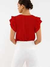 Load image into Gallery viewer, Tami Double Ruffle Sleeve Top Red
