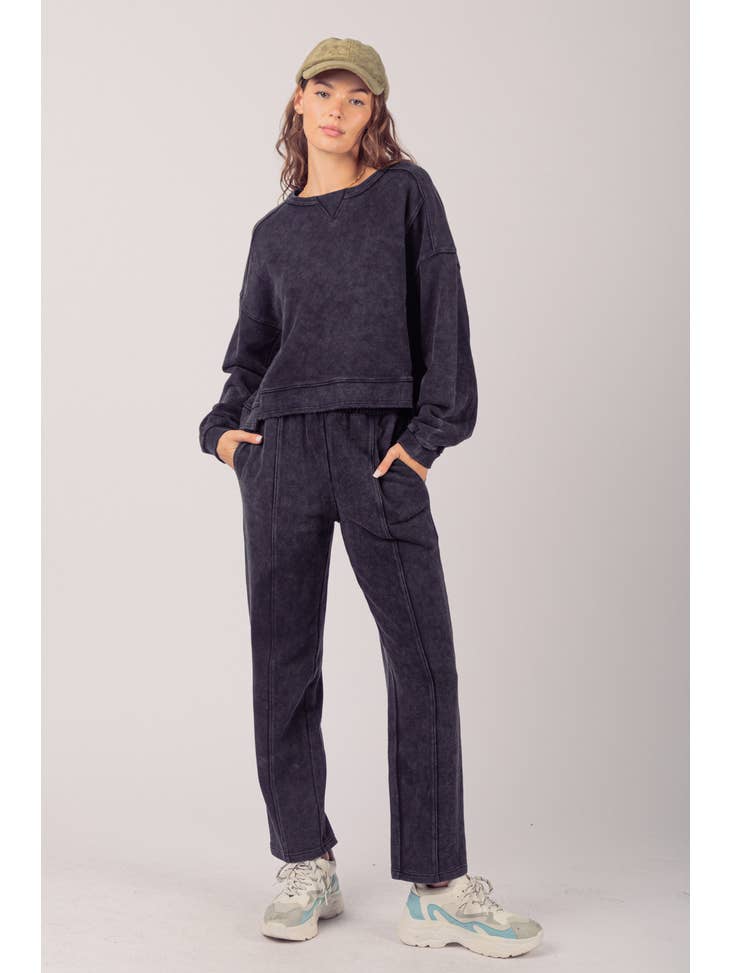Aurora Comfy Knit Top and Pants Set Black