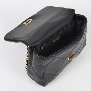 Quilted Faux Leather Clutch Black