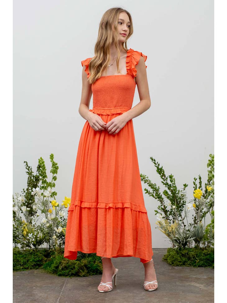 River Midi Dress Orange