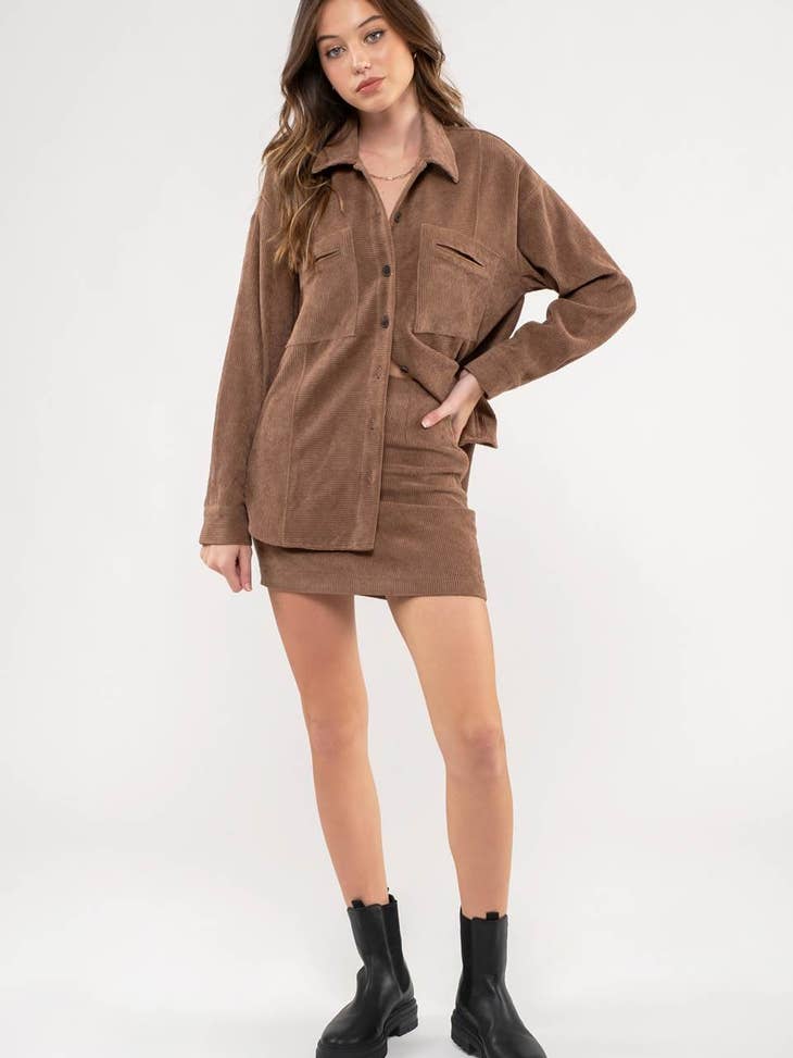 Sassy Brown Corduroy Mini Skirt