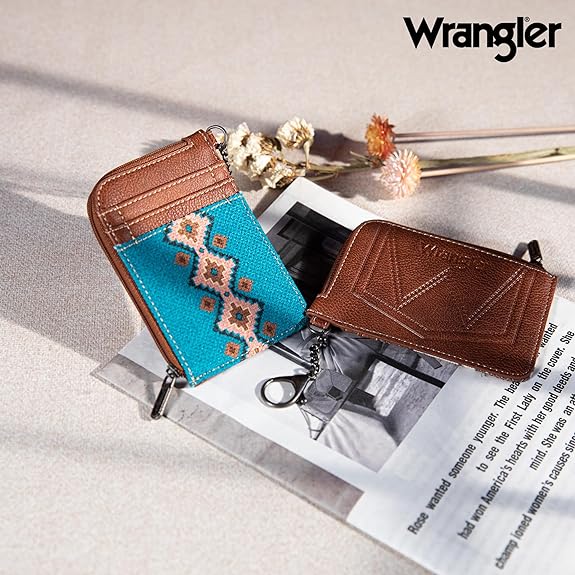 Wrangler Southwestern Art Print Mini Zip Card Case Dark Turquoise