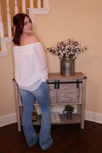 Load image into Gallery viewer, White Luv On Me Swiss Dot Lace Smocked Blouse by LuvLeigh Apparel
