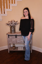 Load image into Gallery viewer, Black Luv On Me Swiss Dot Lace Smocked Blouse by LuvLeigh Apparel
