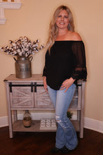 Load image into Gallery viewer, Black Luv On Me Swiss Dot Lace Smocked Blouse by LuvLeigh Apparel
