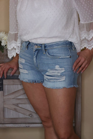 Gizelle Mid Rise Boyfriend Shorts by LuvLeigh Apparel