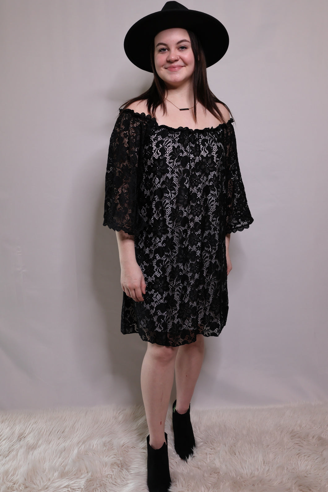Dance With Me Off Shoulder Lace Dress by LuvLeigh Apparel
