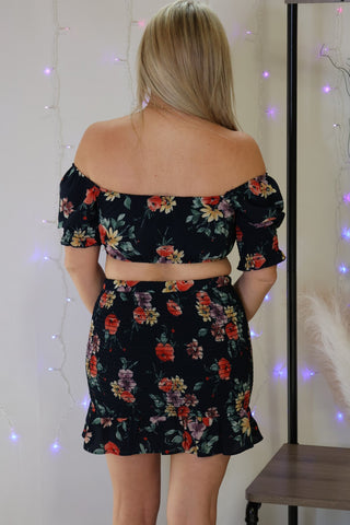 Navy Blue Hello Beautiful Cropped Tropical Blouse by LuvLeigh Apparel