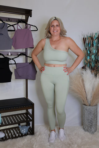 Sage Chasing Dreams High Waisted Leggings by LuvLeigh Apparel