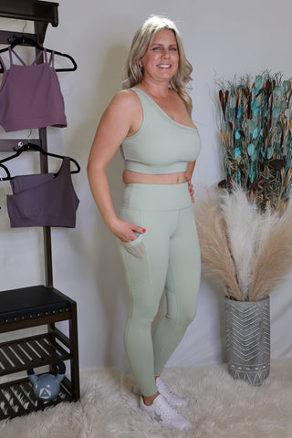 Sage Chasing Dreams High Waisted Leggings by LuvLeigh Apparel
