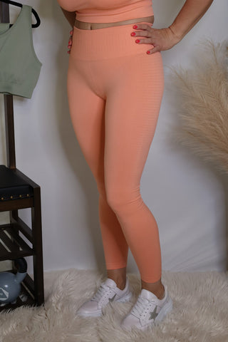 Peach Taking Long Walks High Waisted Leggings by luvLeigh Apparel