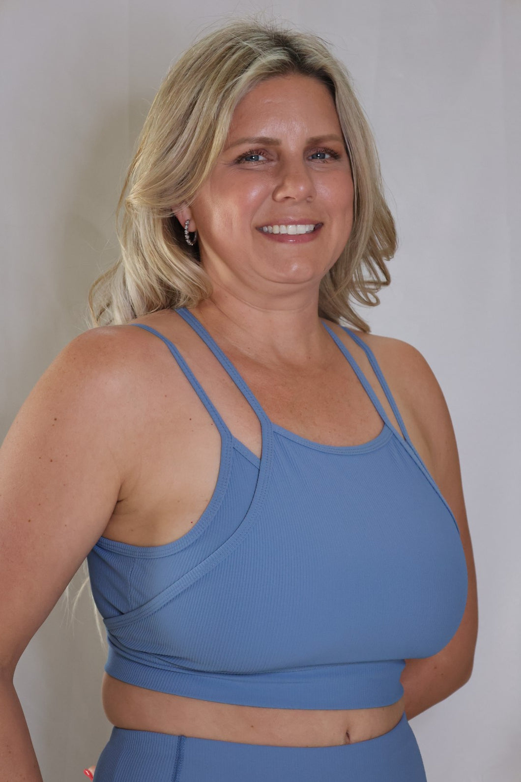 Blue Hitting The Streets Sports Bra by LuvLeigh Apparel