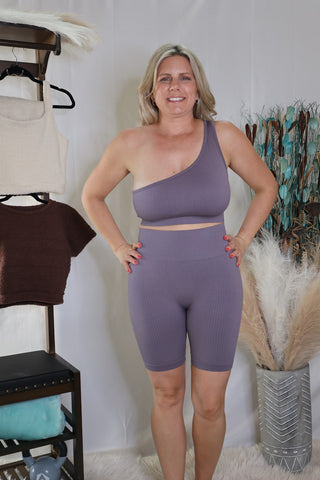 Lavender Walking The Line Sports Bra By LuvLeigh Apparel