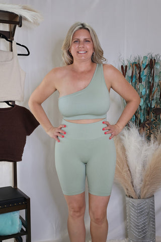 Sage Walking The Line Sports Bra By LuvLeigh Apparel