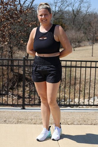 Black Running Around High Waisted Athletic Shorts by LuvLeigh Apparel