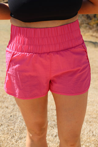 Pink Running Around High Waisted Athletic Shorts by LuvLeigh Apparel
