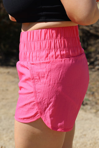 Pink Running Around High Waisted Athletic Shorts by LuvLeigh Apparel