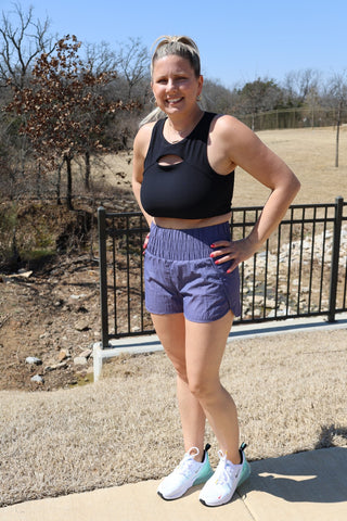Purple Running Around High Waisted Athletic Shorts by LuvLeigh Apparel