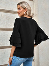 Load image into Gallery viewer, Scarlett Black V Neck Flair Sleeve Top
