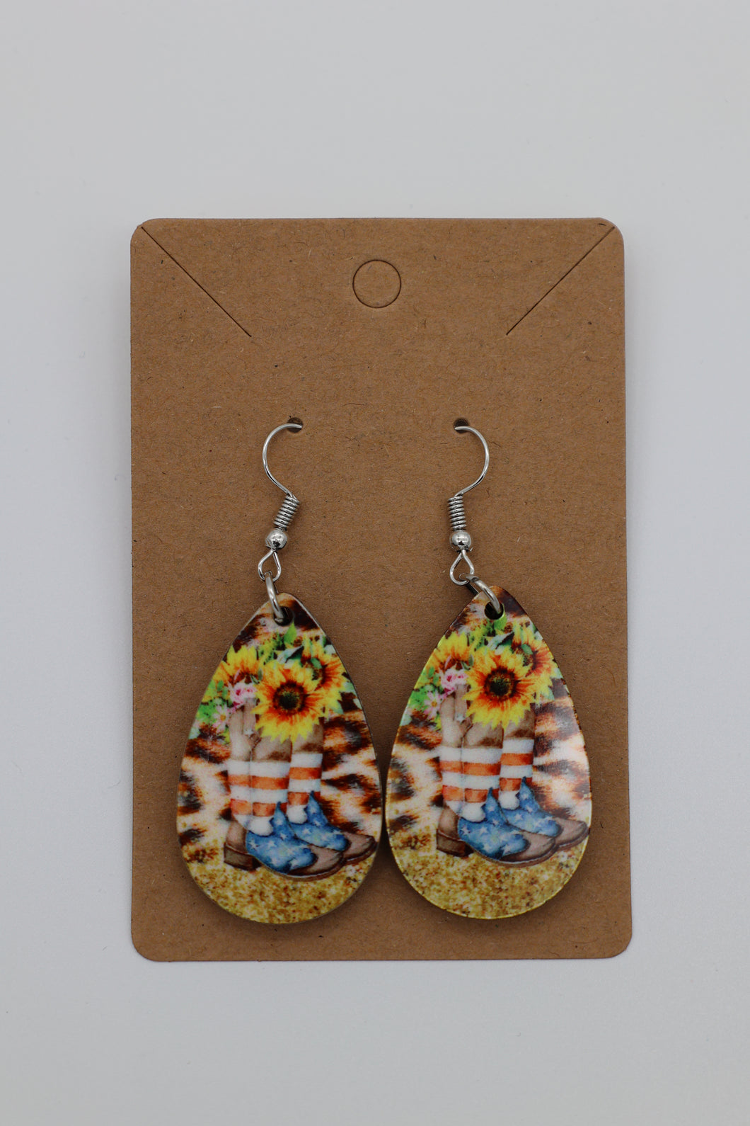 American Boots and Sunflowers Earrings