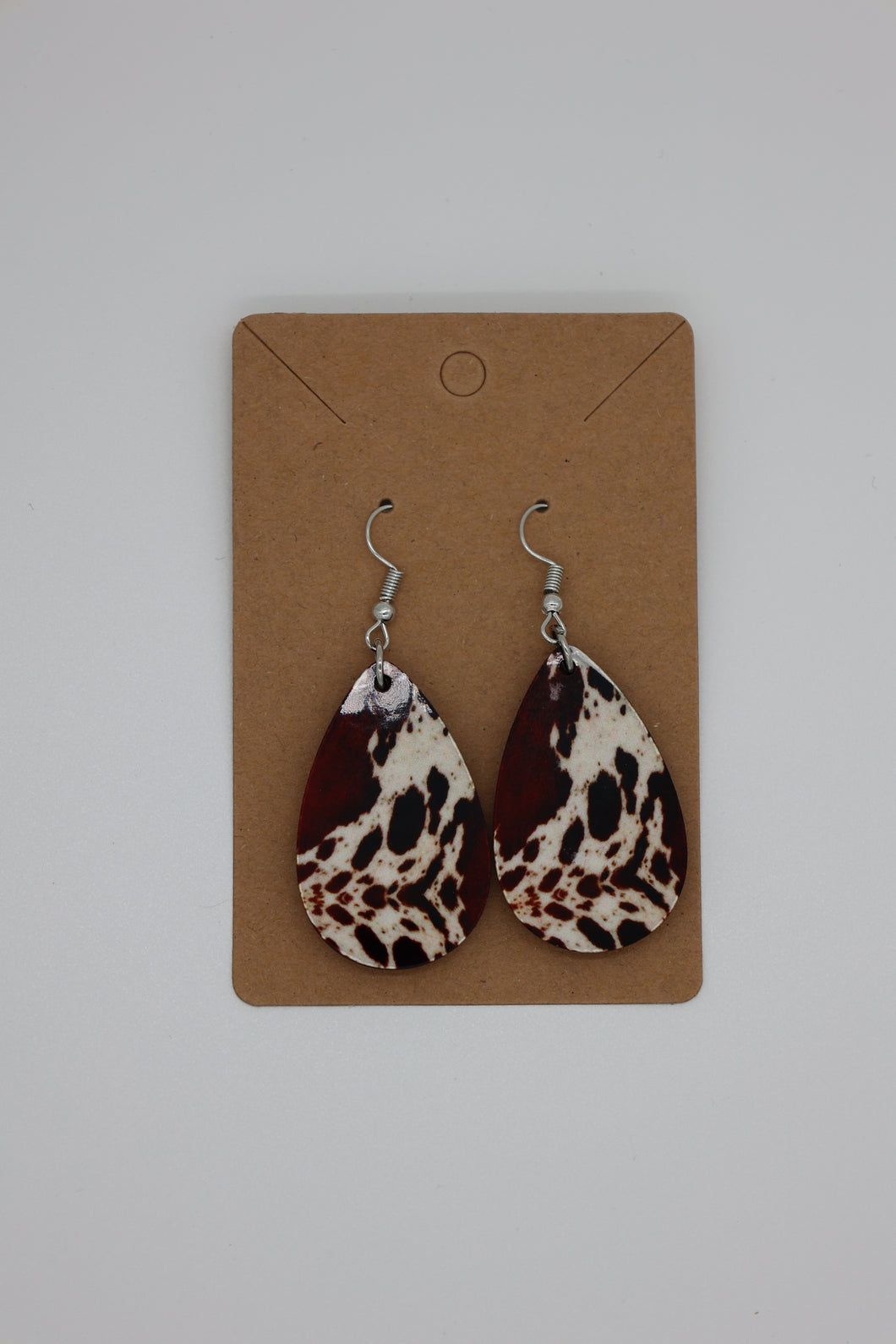 Cow Print Earrings Brown and White