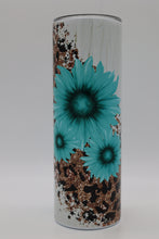 Load image into Gallery viewer, Leopard with Teal Sunflower Tumbler
