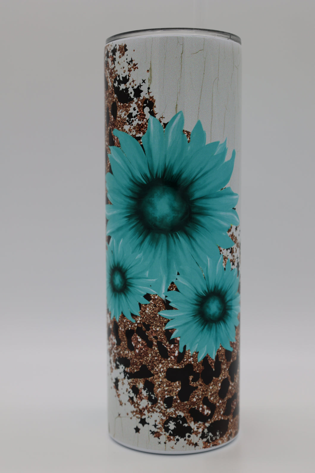 Leopard with Teal Sunflower Tumbler